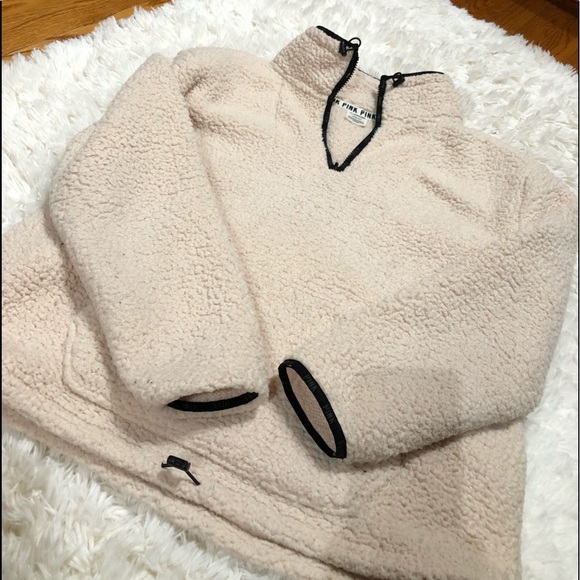 Pink by Victoria’s Secret Sherpa pull over L So Fun & Warm! A must have Fav!!💗 - Picture 5 of 13